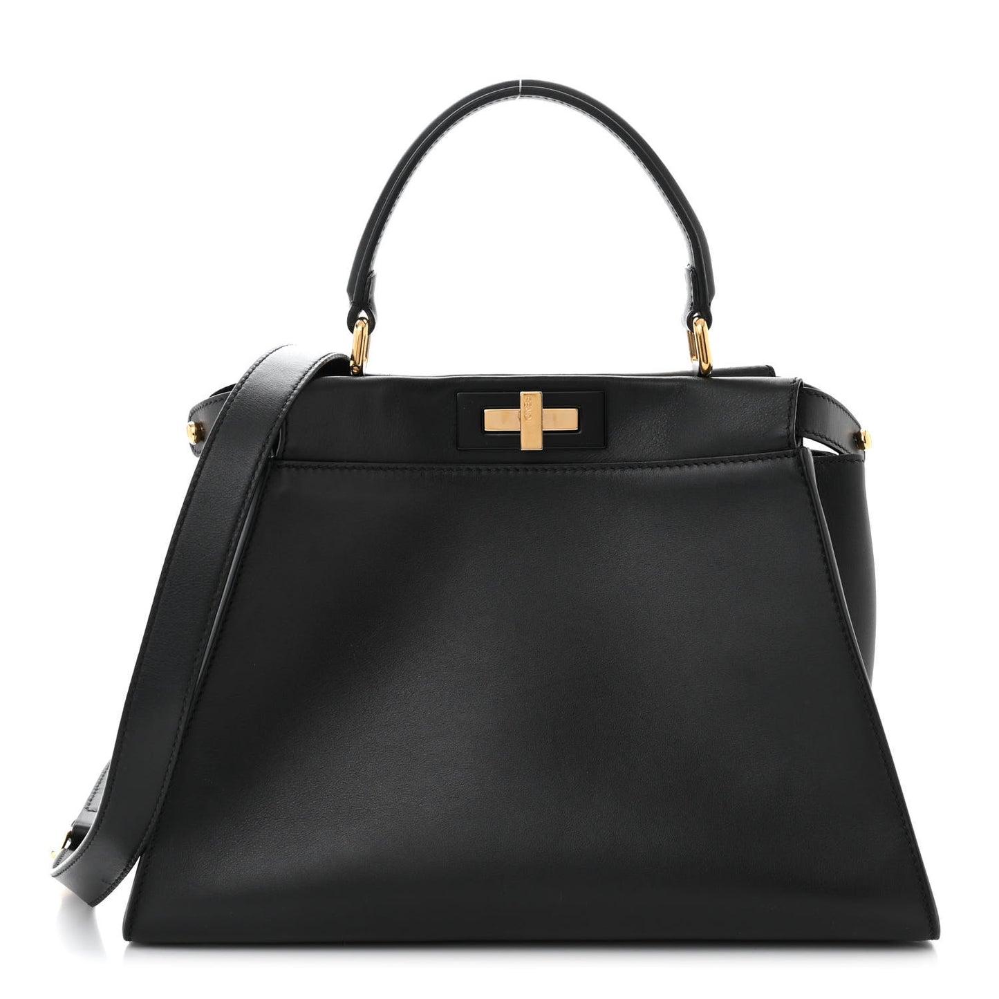 Vitello Seta Shiny Nappa Medium Peekaboo Iconic Satchel Black