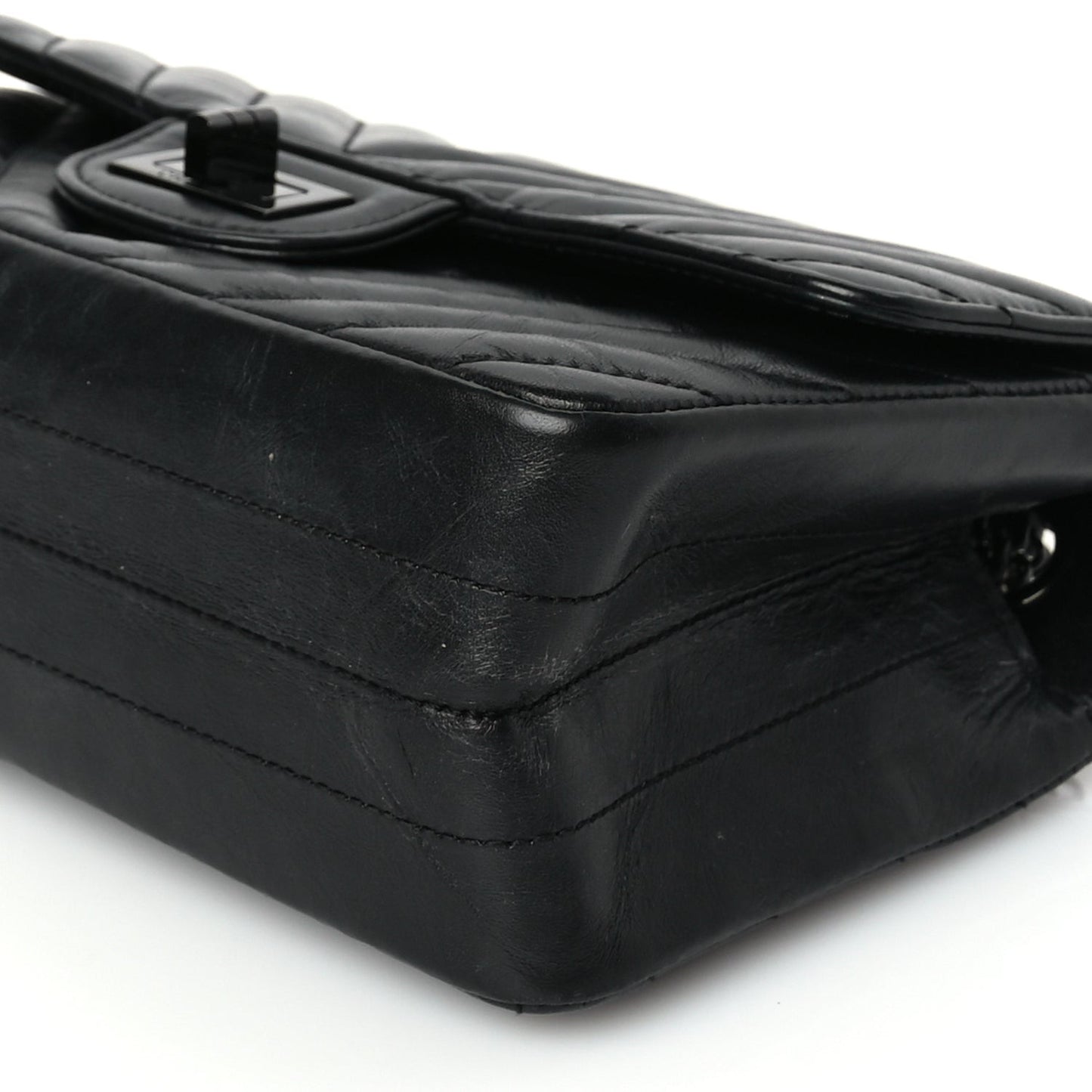 Aged Calfskin Quilted 2.55 Reissue Mini Flap So Black