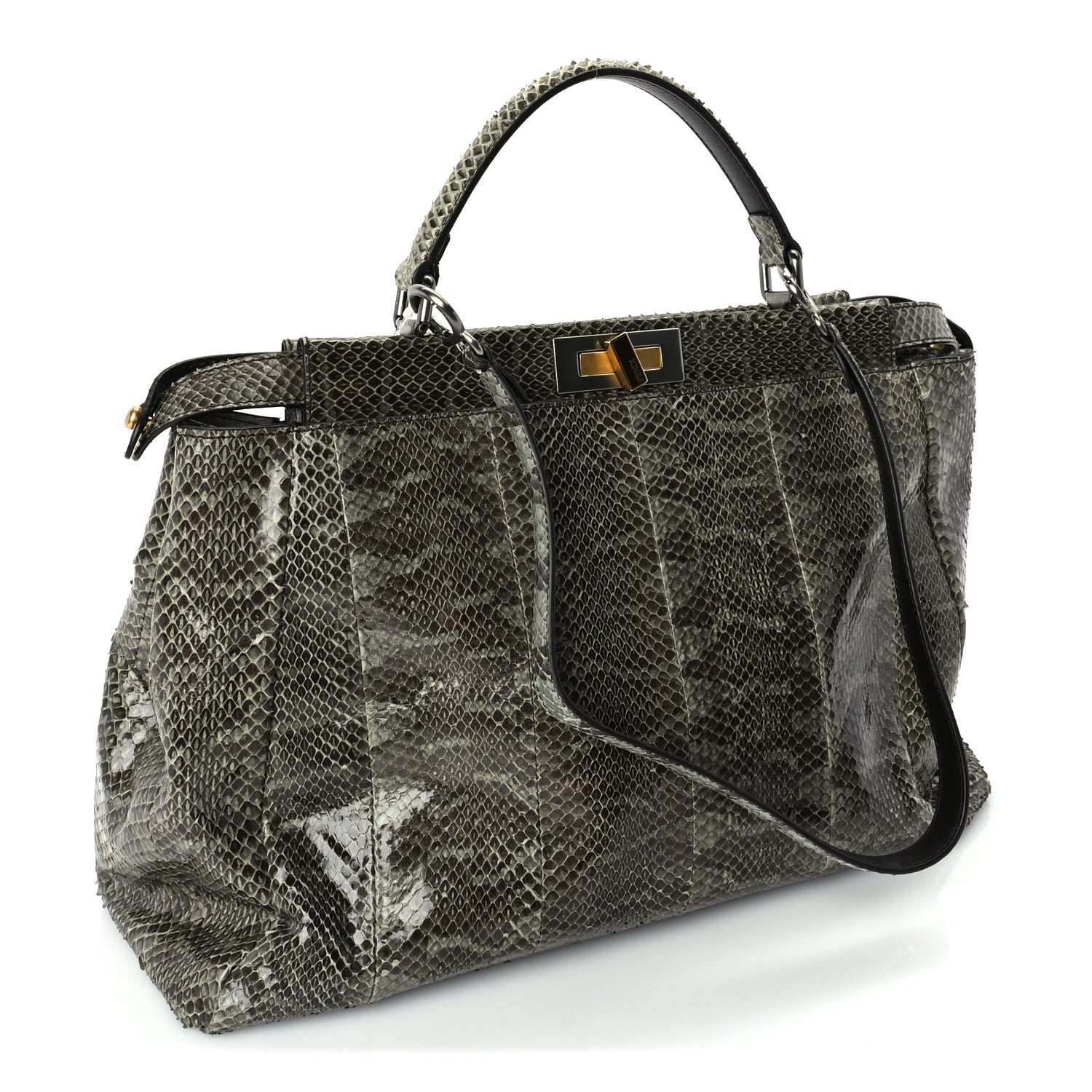 Fendi Snakeskin Large Peekaboo Iconic Satchel Green 2 of 8
