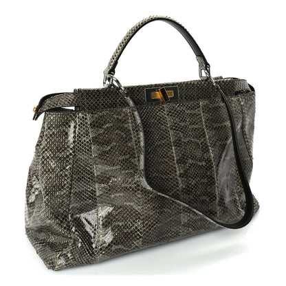Fendi Snakeskin Large Peekaboo Iconic Satchel Green 2 of 8