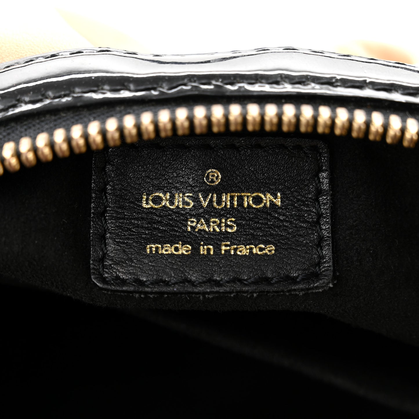 Calfskin Patent Embossed Monogram Stephen Ivory