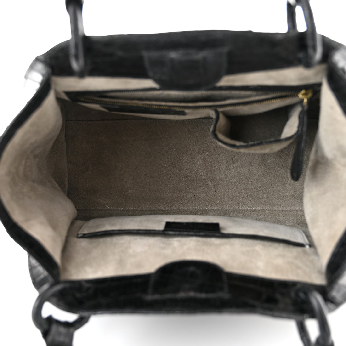Crocodile Calf Hair Satchel Black