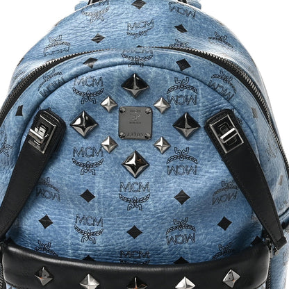 MCM Visetos Studded Small Dual Stark Backpack Denim 7 of 7