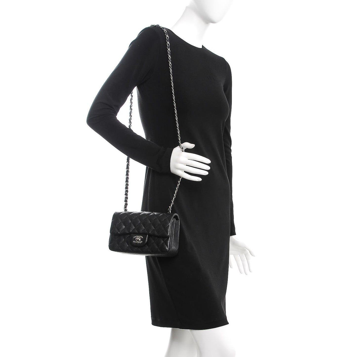 Caviar Quilted Mini Rectangular Flap Black