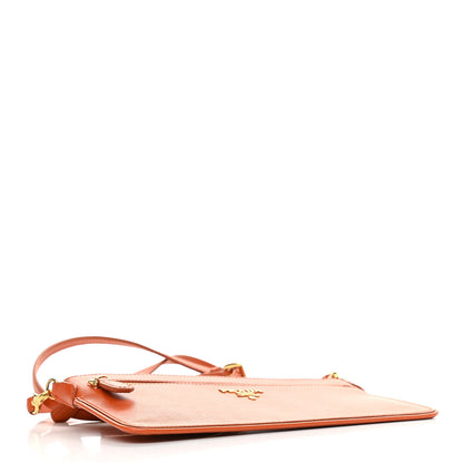 Prada Saffiano Lux Zip Crossbody Bag Papaya 3 of 10