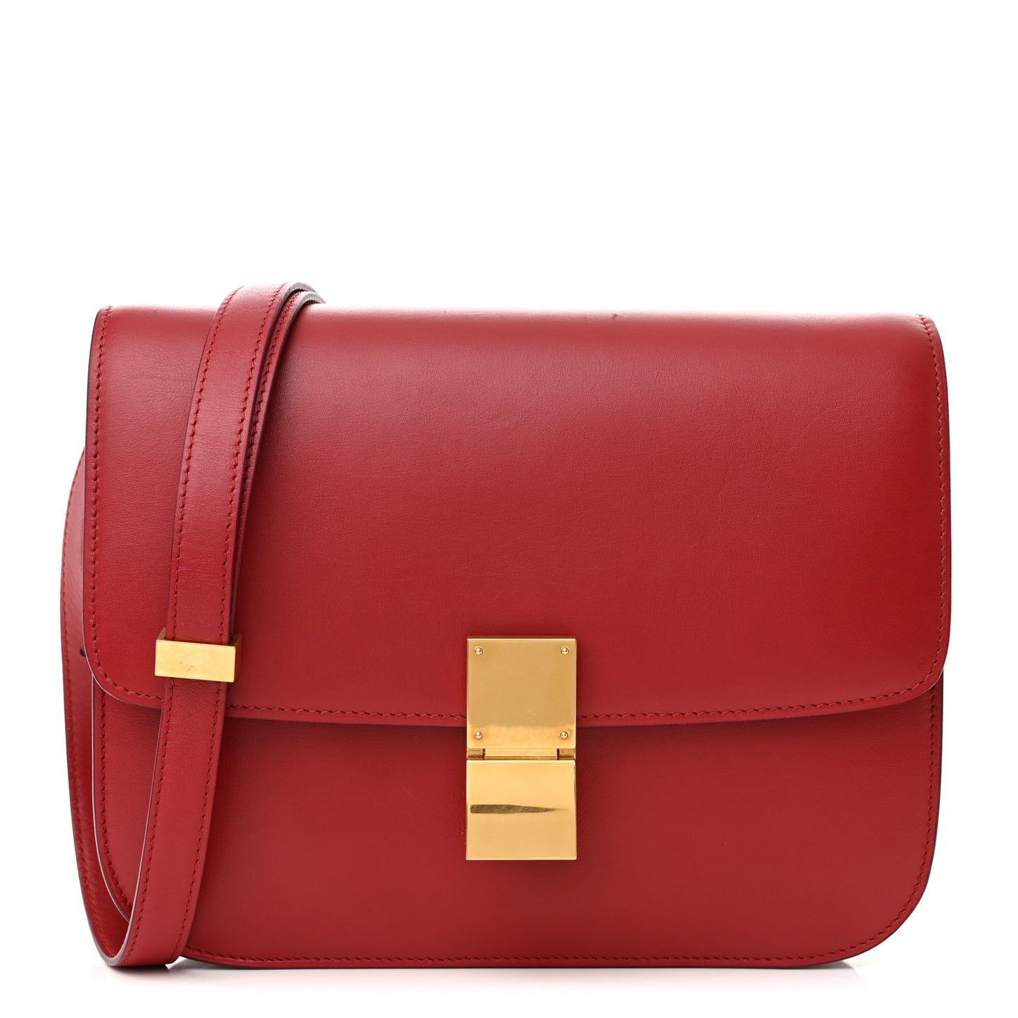 Box Calfskin Medium Classic Box Flap Bag Red