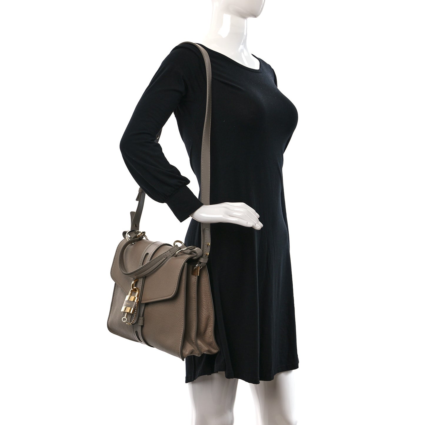 Shiny Grained Calfskin Small Aby Day Shoulder Bag Motty Grey