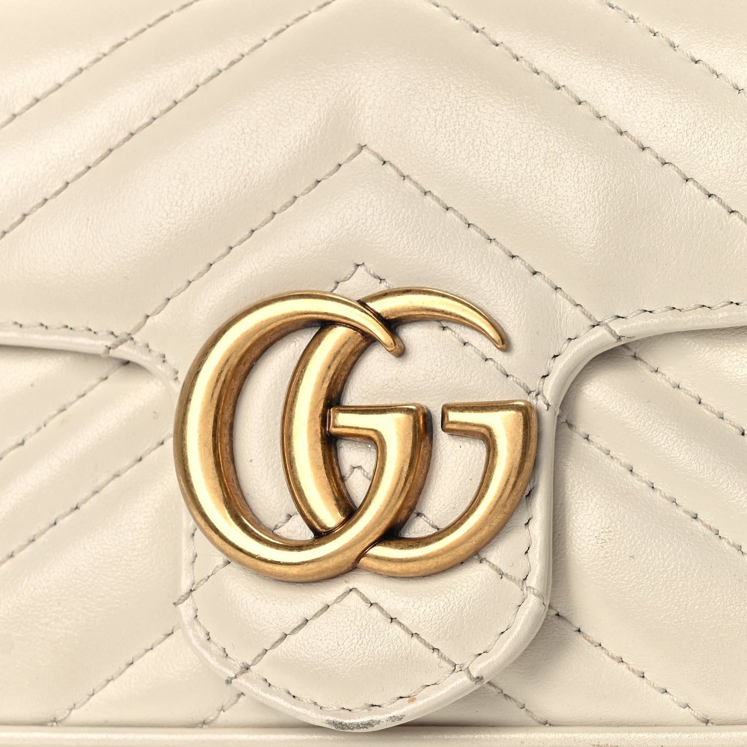 Gucci Calfskin Matelasse Super Mini GG Marmont Shoulder Bag White 2 of 11