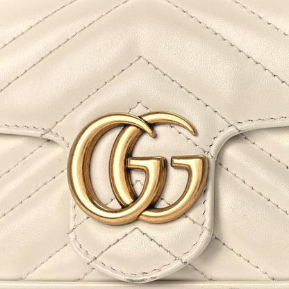 Gucci Calfskin Matelasse Super Mini GG Marmont Shoulder Bag White 2 of 11