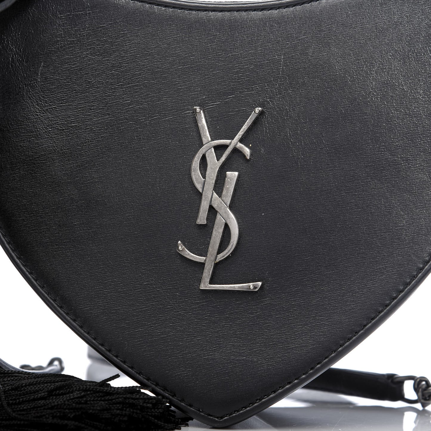 Calfskin Heart Monogram Crossbody Black
