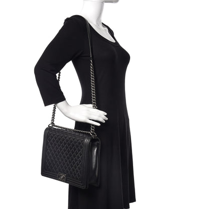 Chanel Lambskin Quilted Large Boy Flap Black 2 of 16