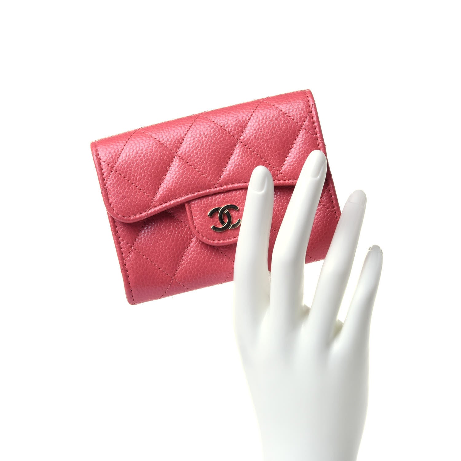 Chanel Caviar Quilted Flap Card Holder Wallet Pink 2 of 12