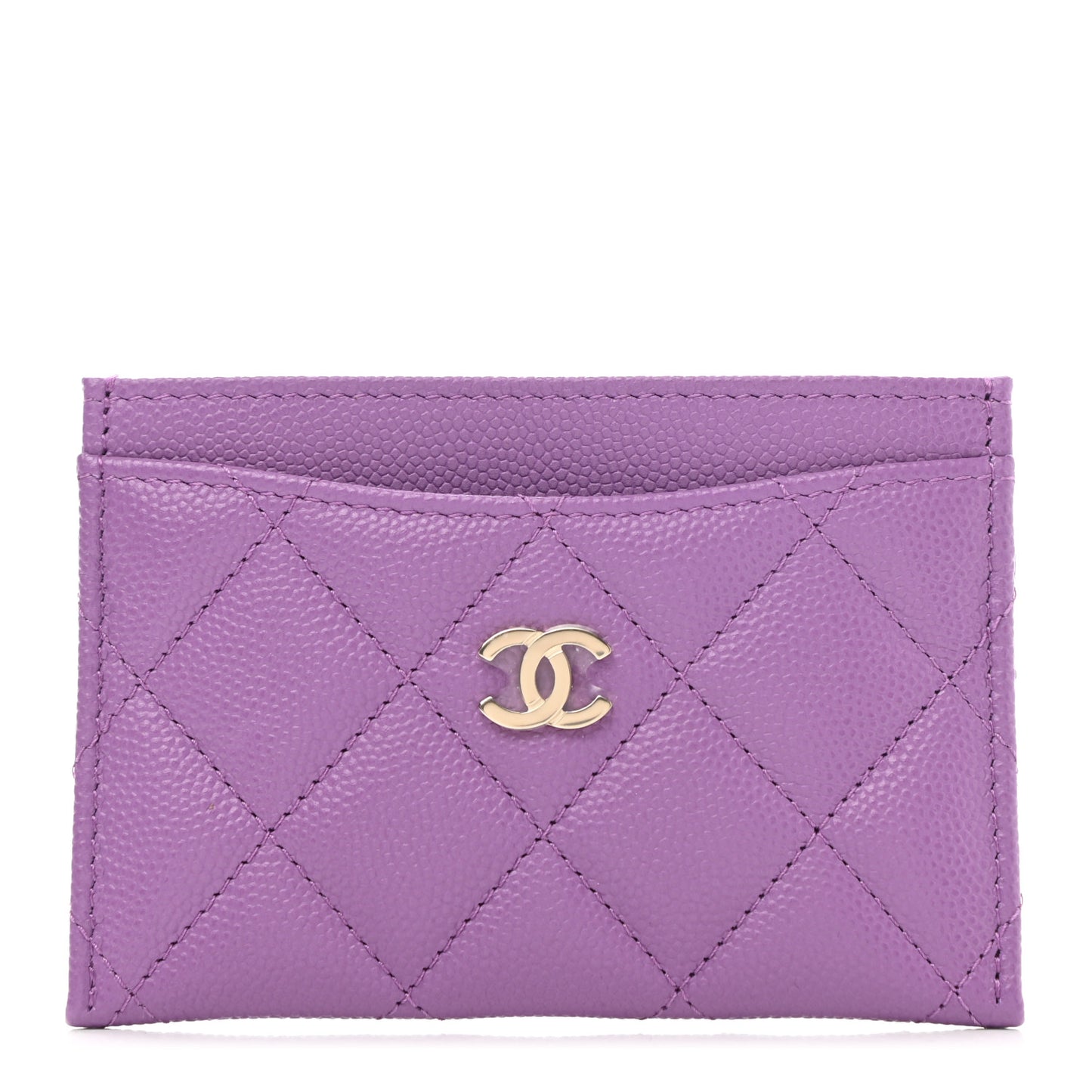 Caviar Quilted Card Holder Purple