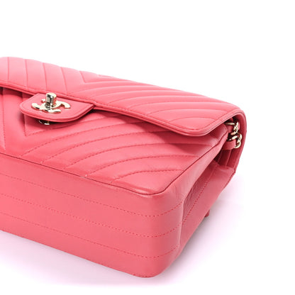 Chanel Lambskin Chevron Quilted Medium Double Flap  Pink 9 of 9