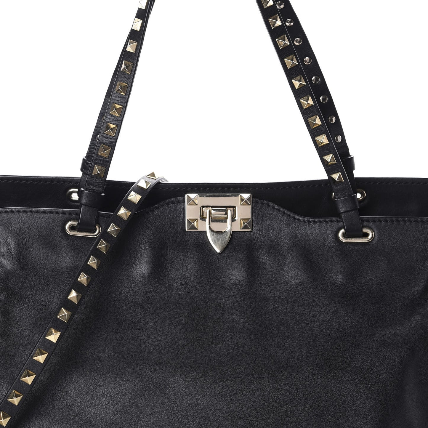 Vitello Medium Rockstud Tote Black