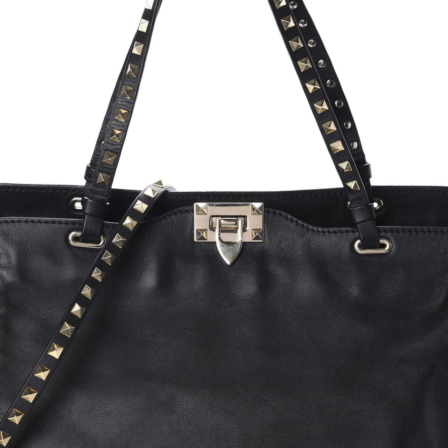 Valentino Garavani Vitello Medium Rockstud Tote Black 7 of 9