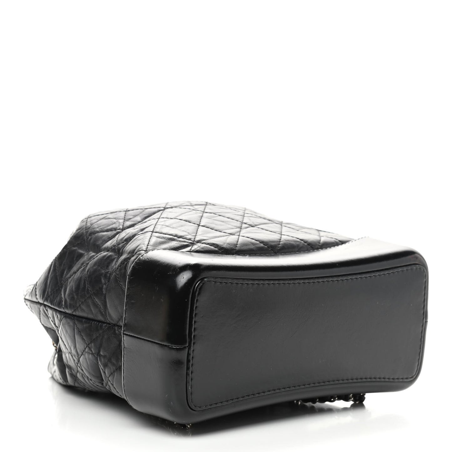 Aged Calfskin Quilted Gabrielle Backpack Black