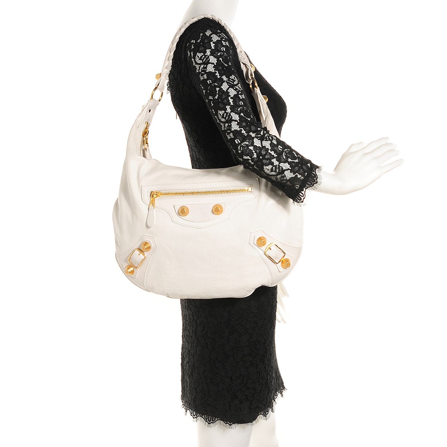 Agneau Giant 21 Gold Hardware Hobo White
