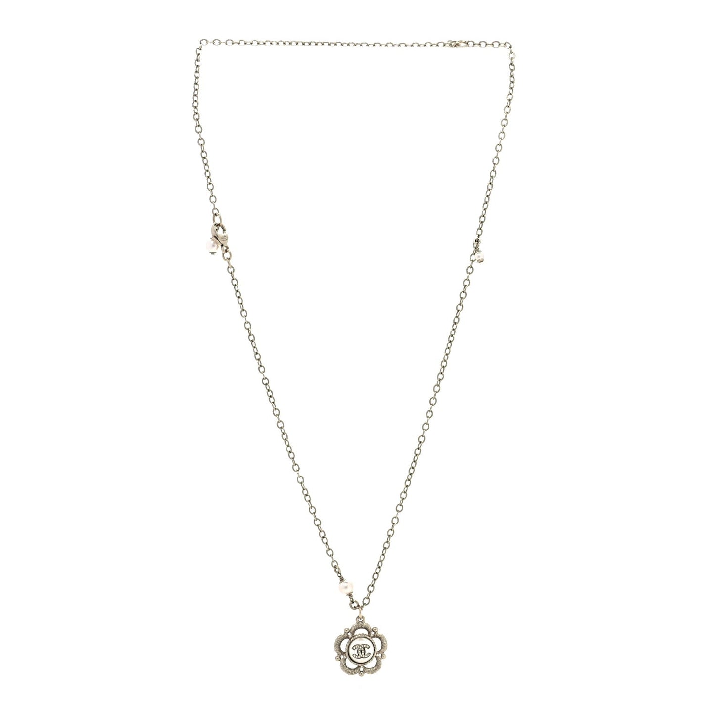 Crystal Pearl Camellia Necklace Gold