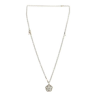 Chanel Crystal Pearl Camellia Necklace Gold 1 of 4