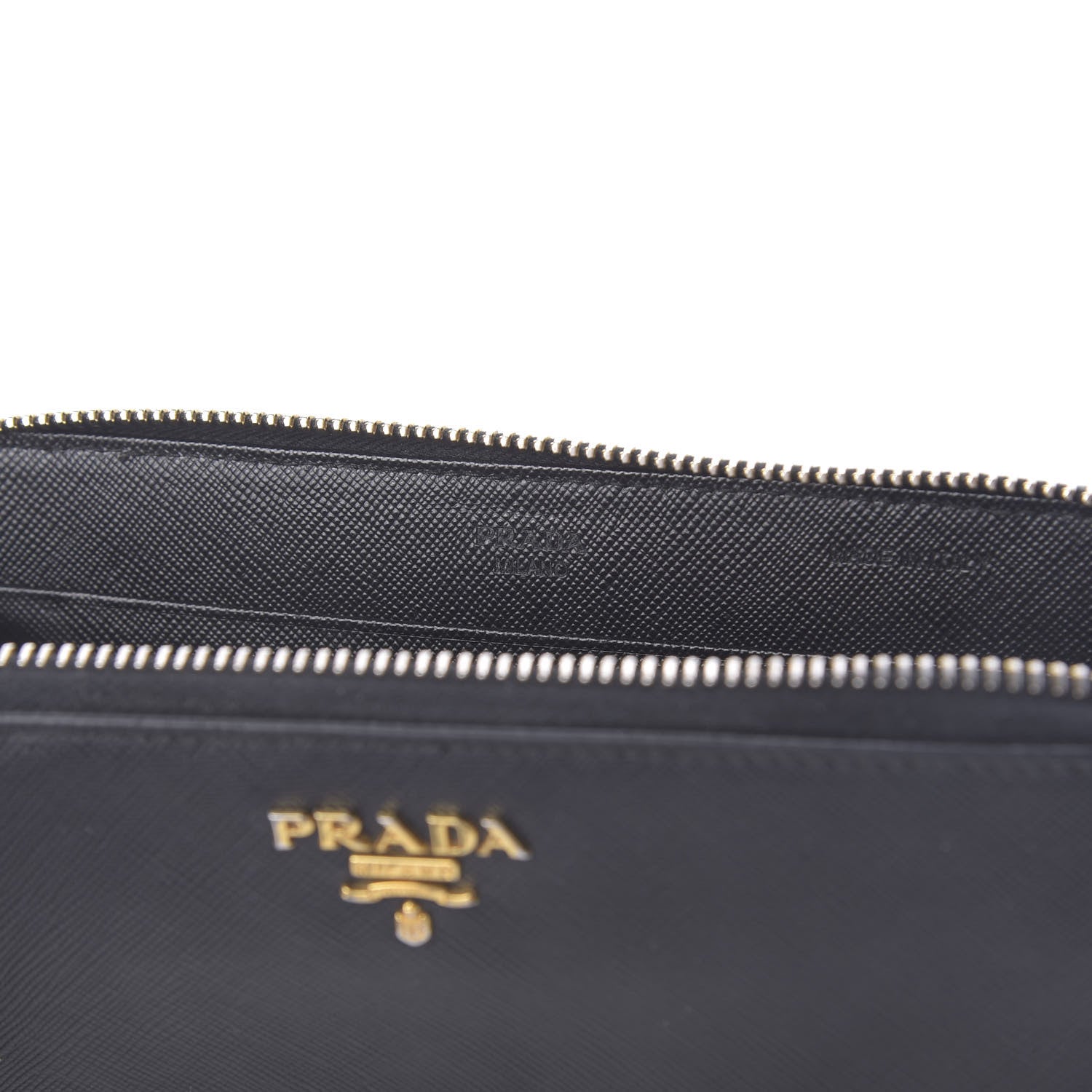 Prada Saffiano Metal Zip Around Wallet Black 9 of 10