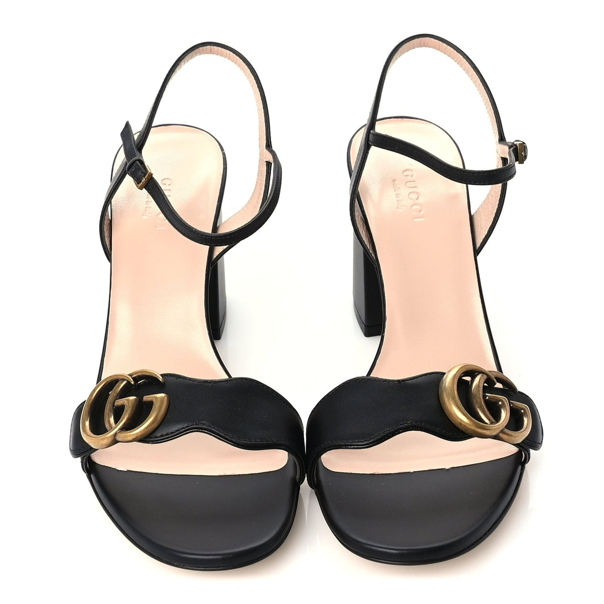 Gucci Lifford Calfskin GG Marmont Ankle Wrap 75mm Sandals 38 Black 3 of 7