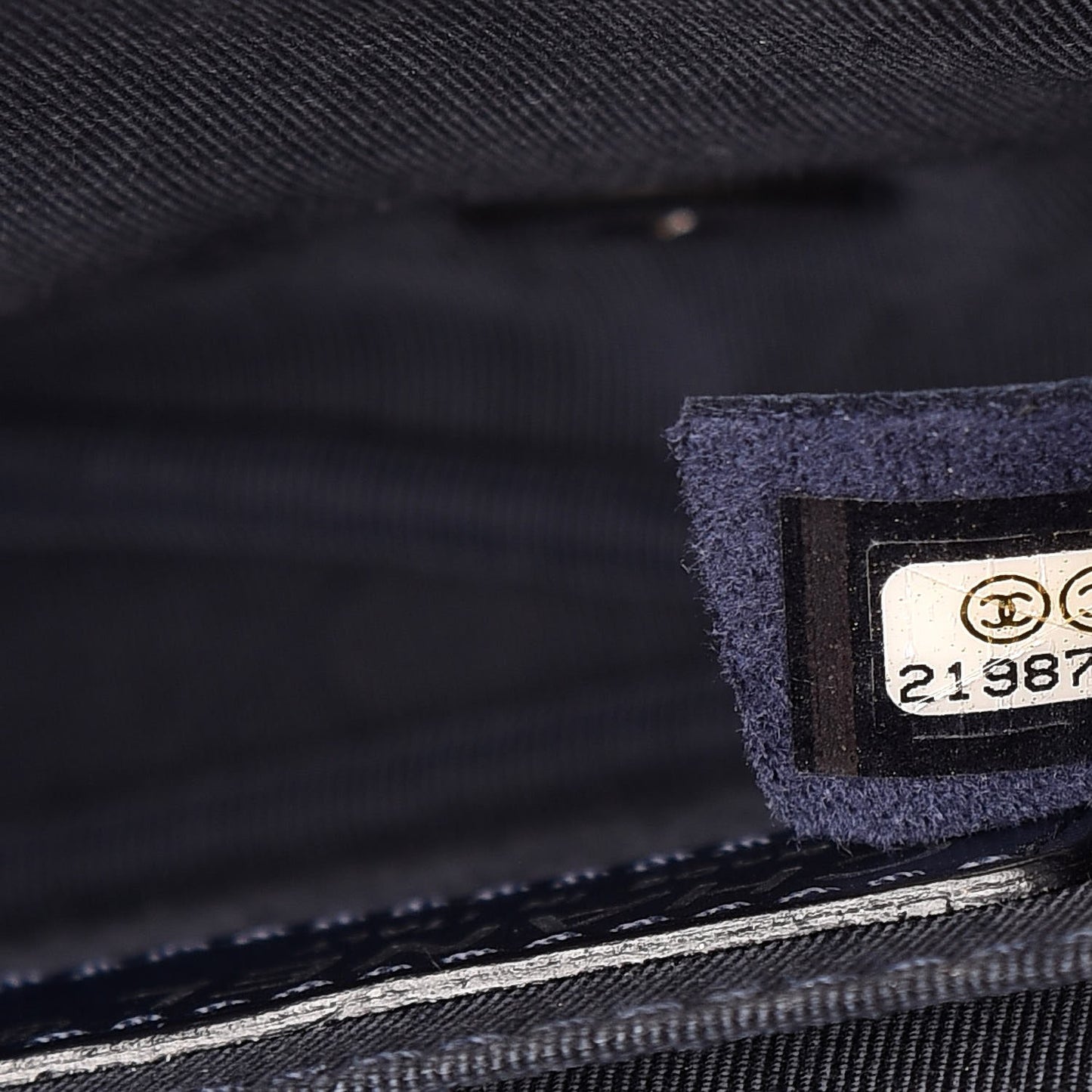 Lambskin Embroidered Small Flap Navy