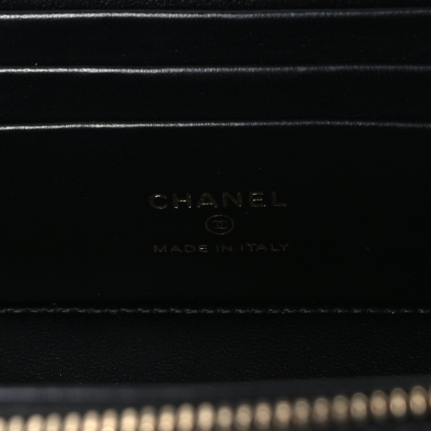 Chanel Lambskin Enamel Quilted Logo Small Vanity Case With Chain  Black 9 of 9