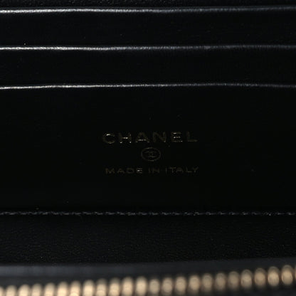 Chanel Lambskin Enamel Quilted Logo Small Vanity Case With Chain  Black 9 of 9