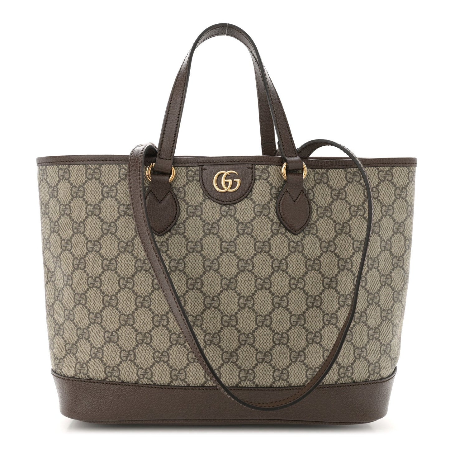 GG Supreme Monogram Textured Calfskin Medium Ophidia Shoulder Tote Bag Beige Ebony New Acero