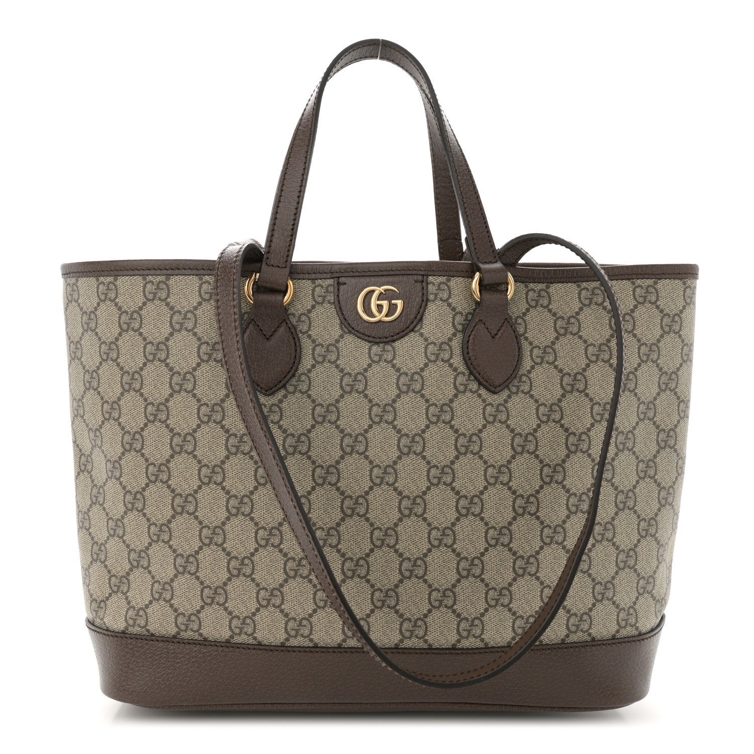 Gucci GG Supreme Monogram Textured Calfskin Medium Ophidia Shoulder Tote Bag Beige Ebony New Acero 1 of 7