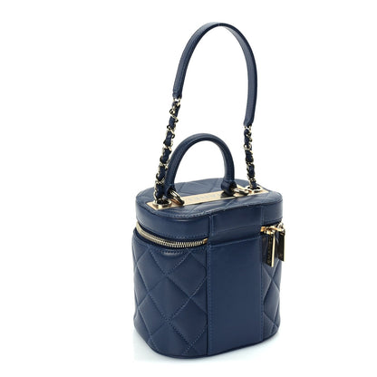 Chanel Lambskin Quilted Trendy Vanity Case Blue 2 of 9