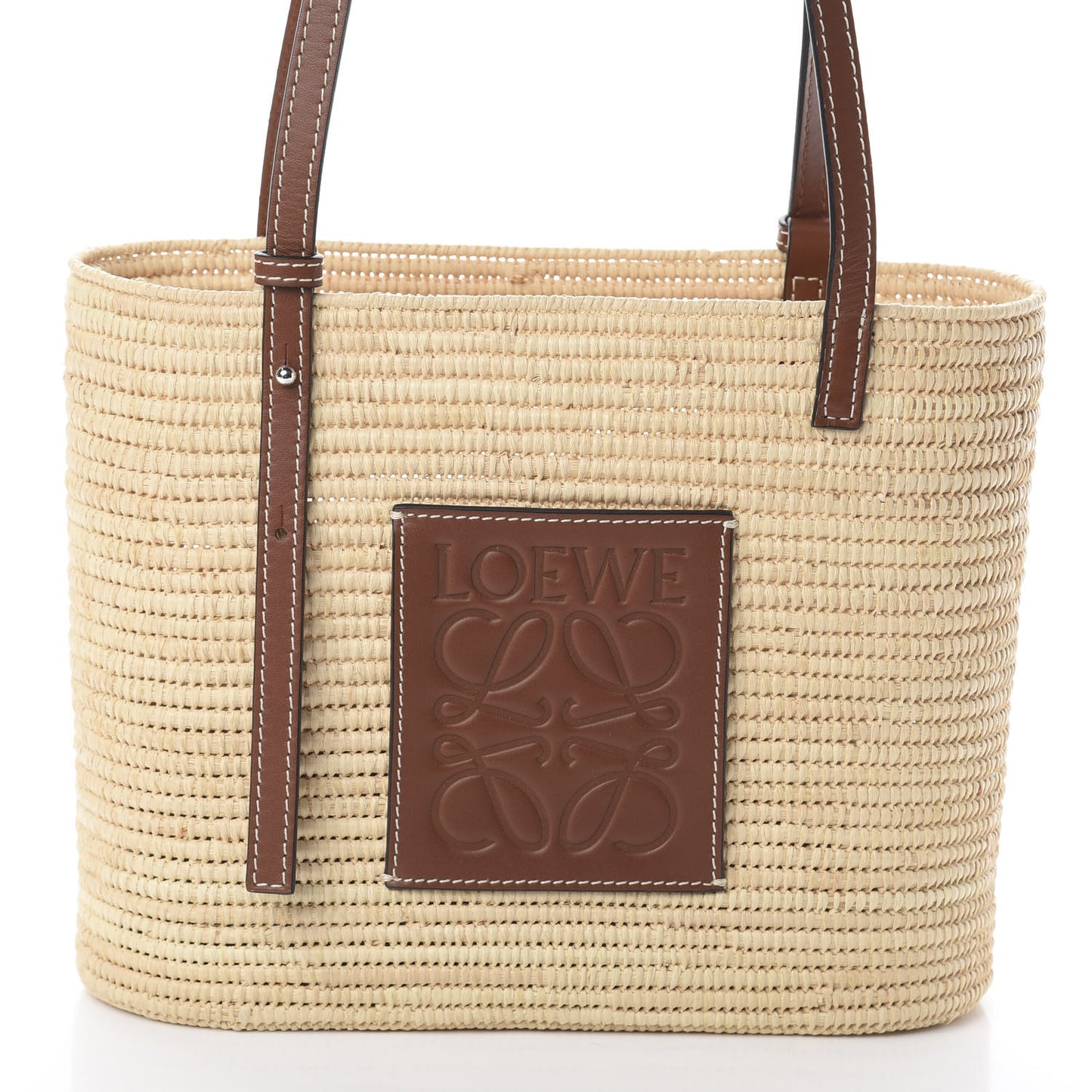 Raffia Square Basket Tote Bag Natural Tan