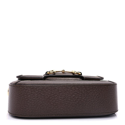 Gucci Monogram Jumbo GG Textured Dollar Calfskin Web Mini Horsebit 1955 Shoulder Bag Camel Ebony New Acero 4 of 9