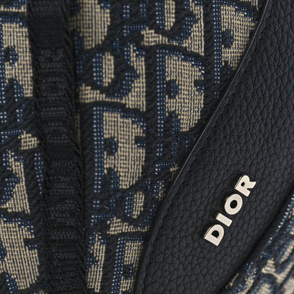 Christian Dior Grained Calfskin Oblique Scarab Sling Bag Blue Black 7 of 9
