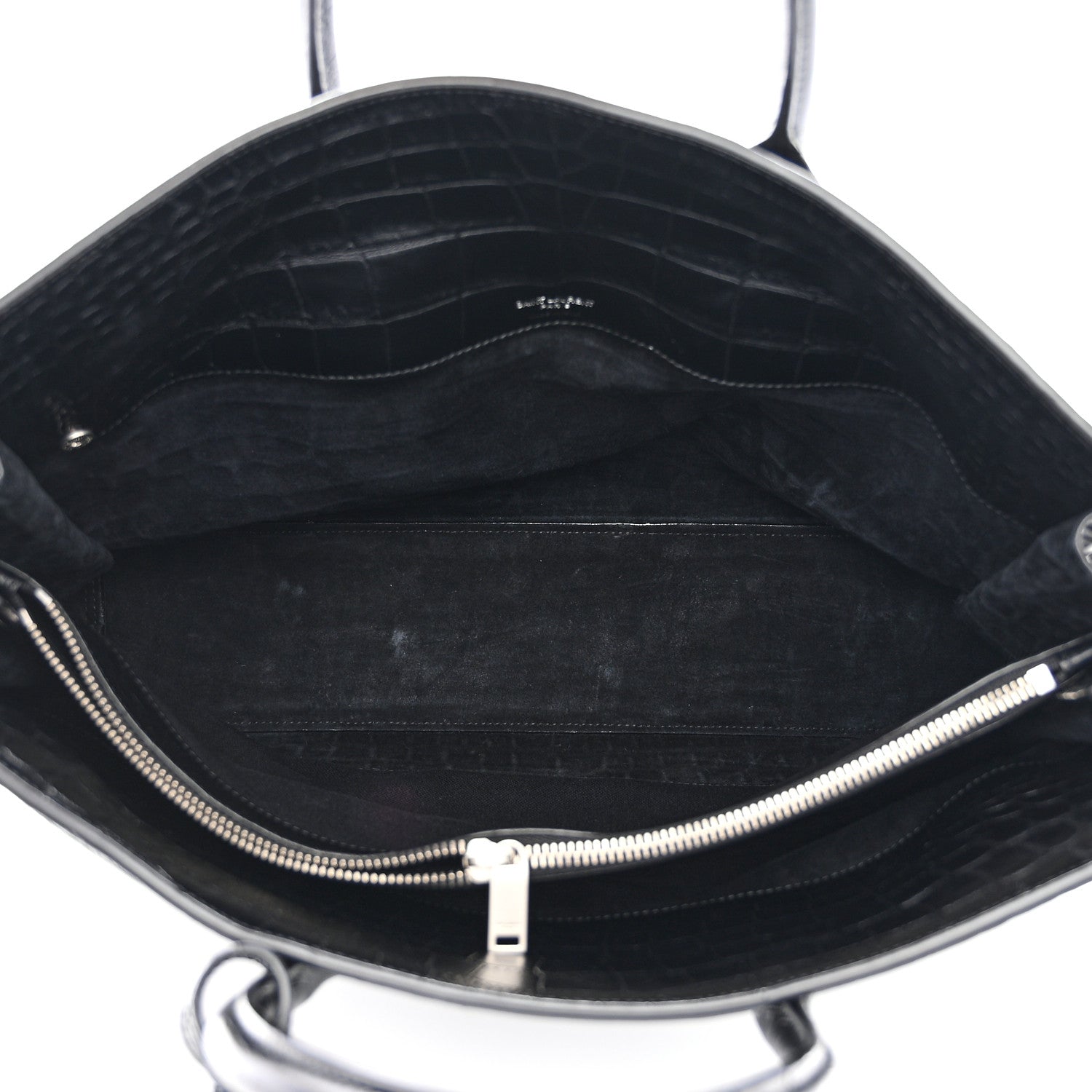 Saint Laurent SAINT LAURENT Calfskin Crocodile Embossed Large Thin Sac De Jour Black 5 of 17