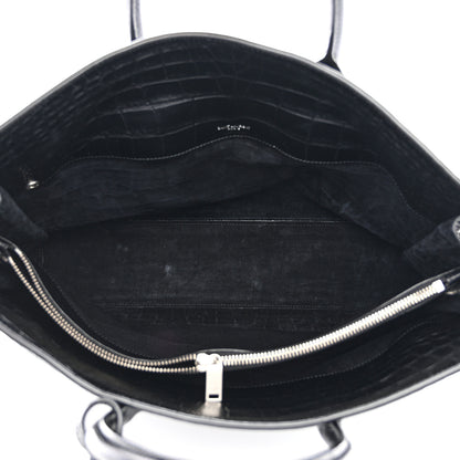 Saint Laurent SAINT LAURENT Calfskin Crocodile Embossed Large Thin Sac De Jour Black 5 of 17
