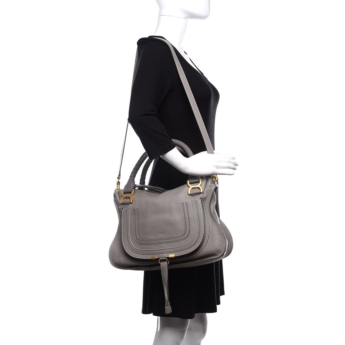 Calfskin Medium Marcie Satchel Cashmere Grey