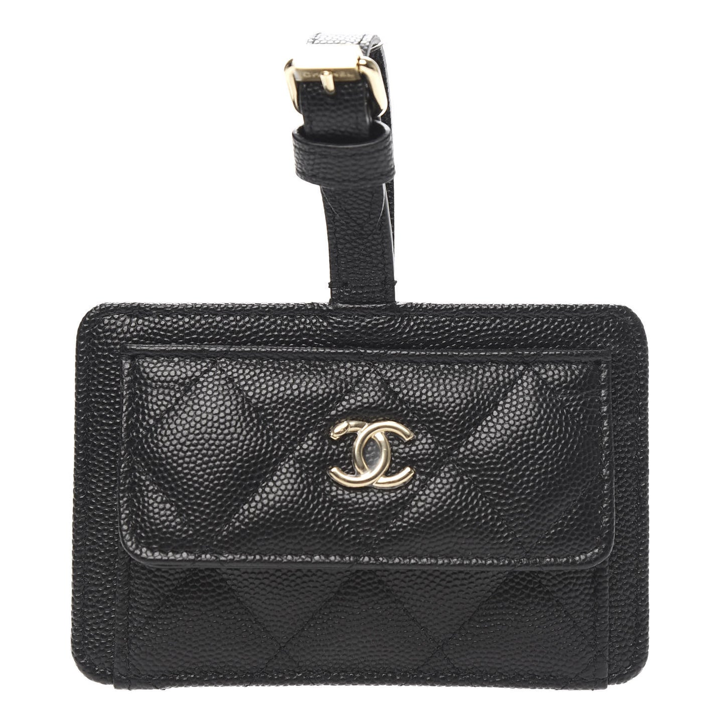 Caviar Quilted Luggage Tag Black