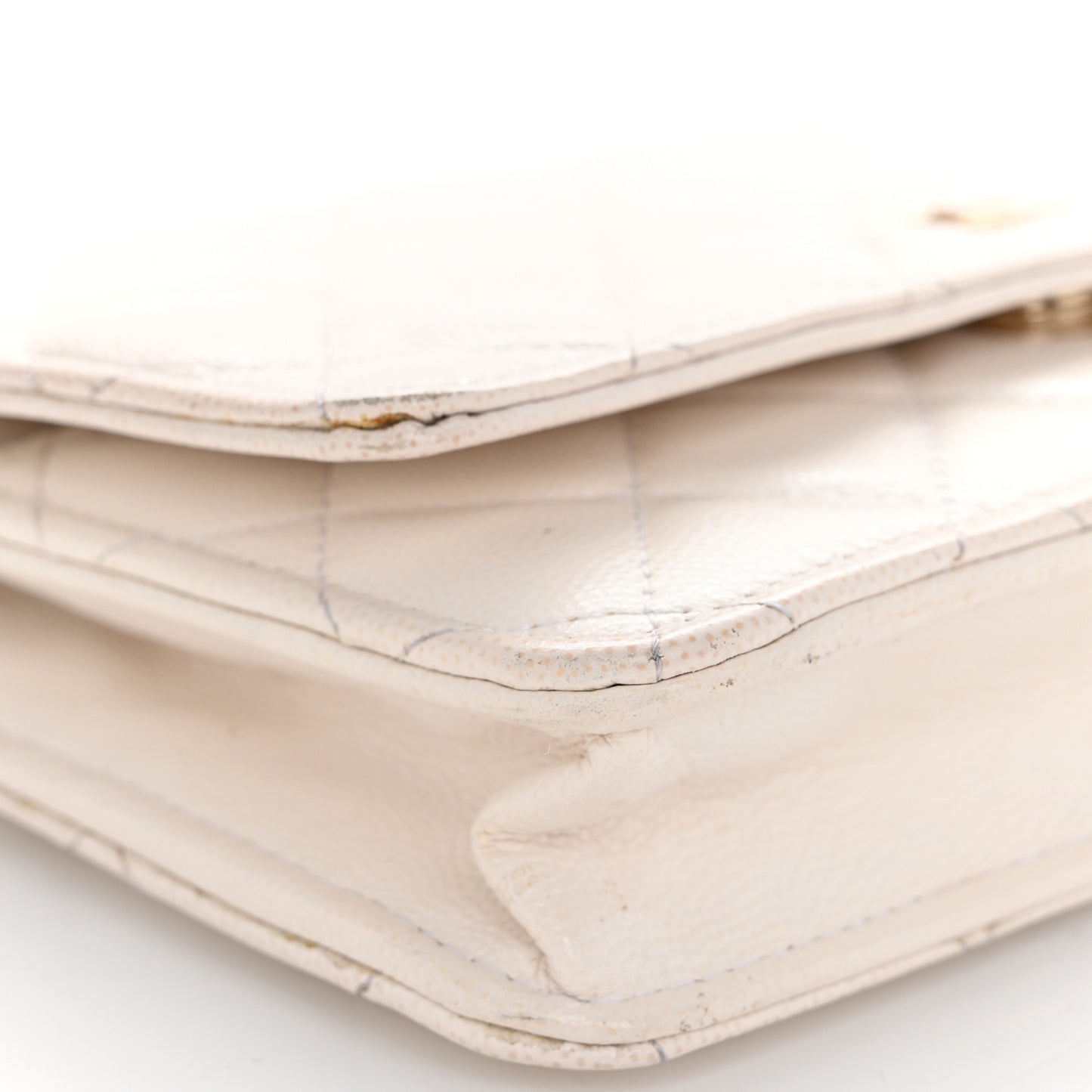 Caviar Quilted Wallet On Chain WOC White