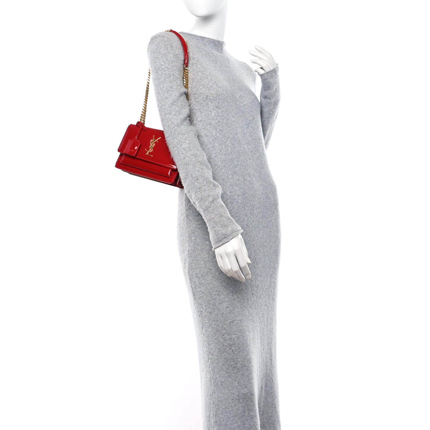 Patent Small Monogram Sunset Red