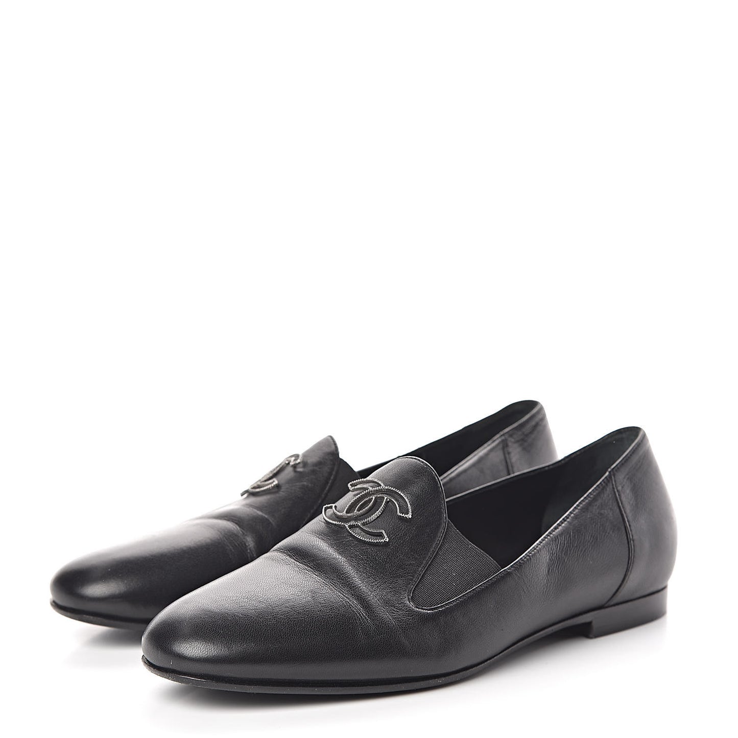 Lambskin CC Loafers 36 Black