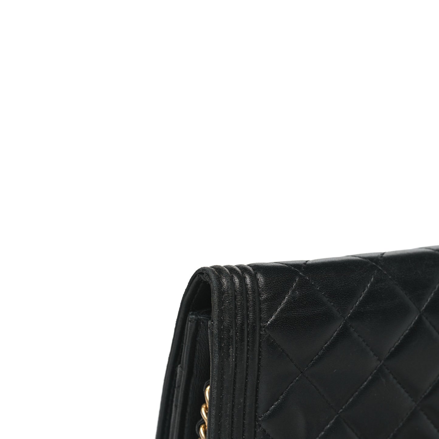 Lambskin Quilted Boy Wallet On Chain WOC Black