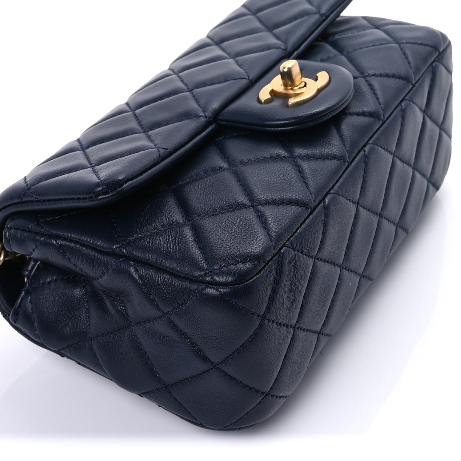 Chanel Lambskin Quilted Mini Rectangular Pearl Crush Flap Navy 7 of 8