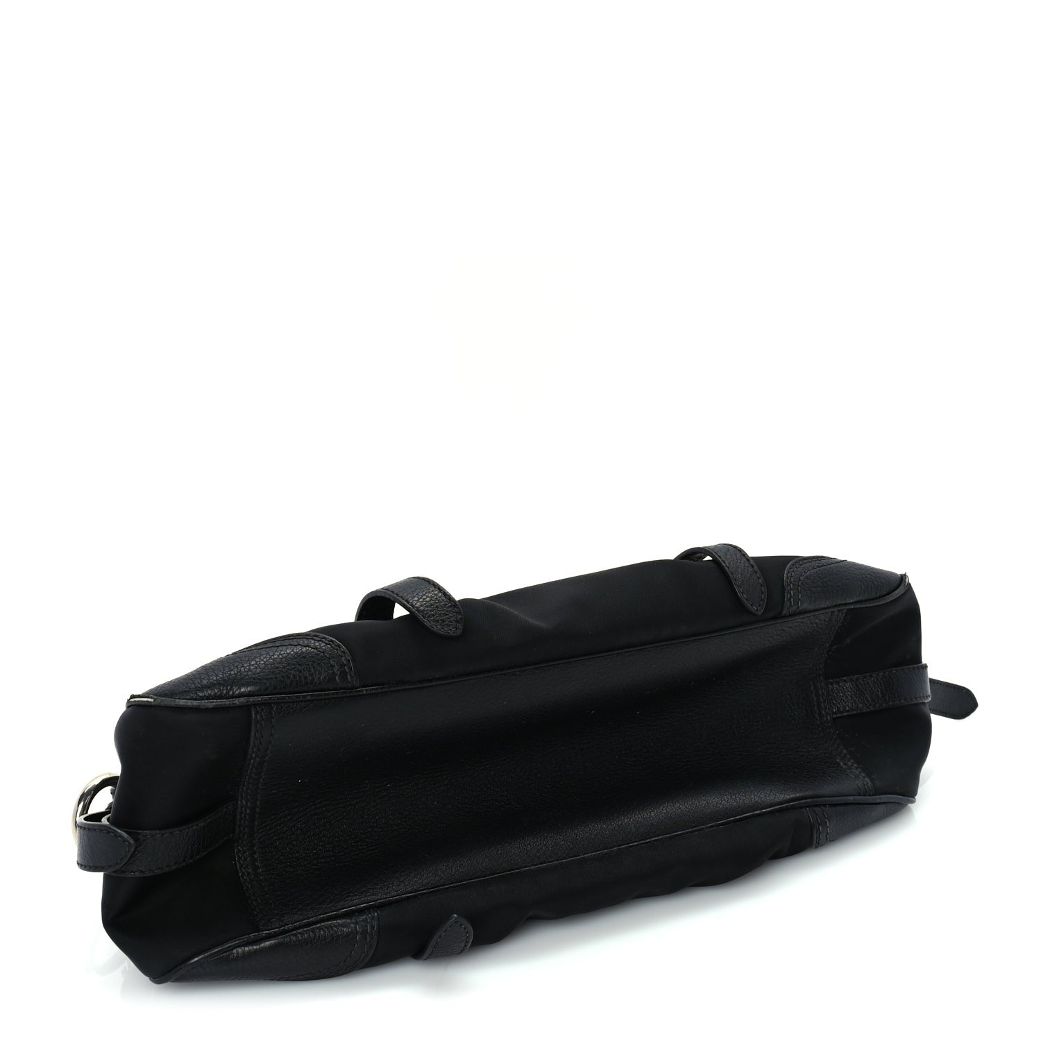 Prada Nylon Calfskin Buckle Shoulder Bag  Black 3 of 8