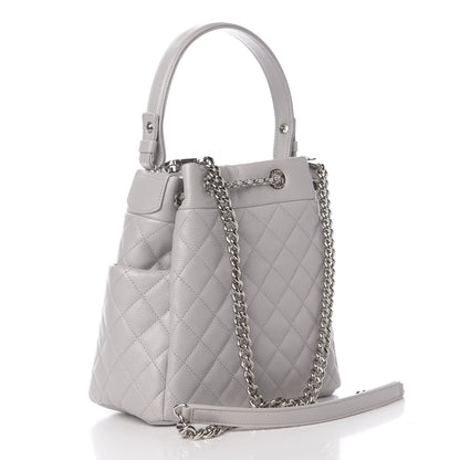 Chanel Caviar Quilted Small Chain Bucket Bag Light Gray 2 of 10