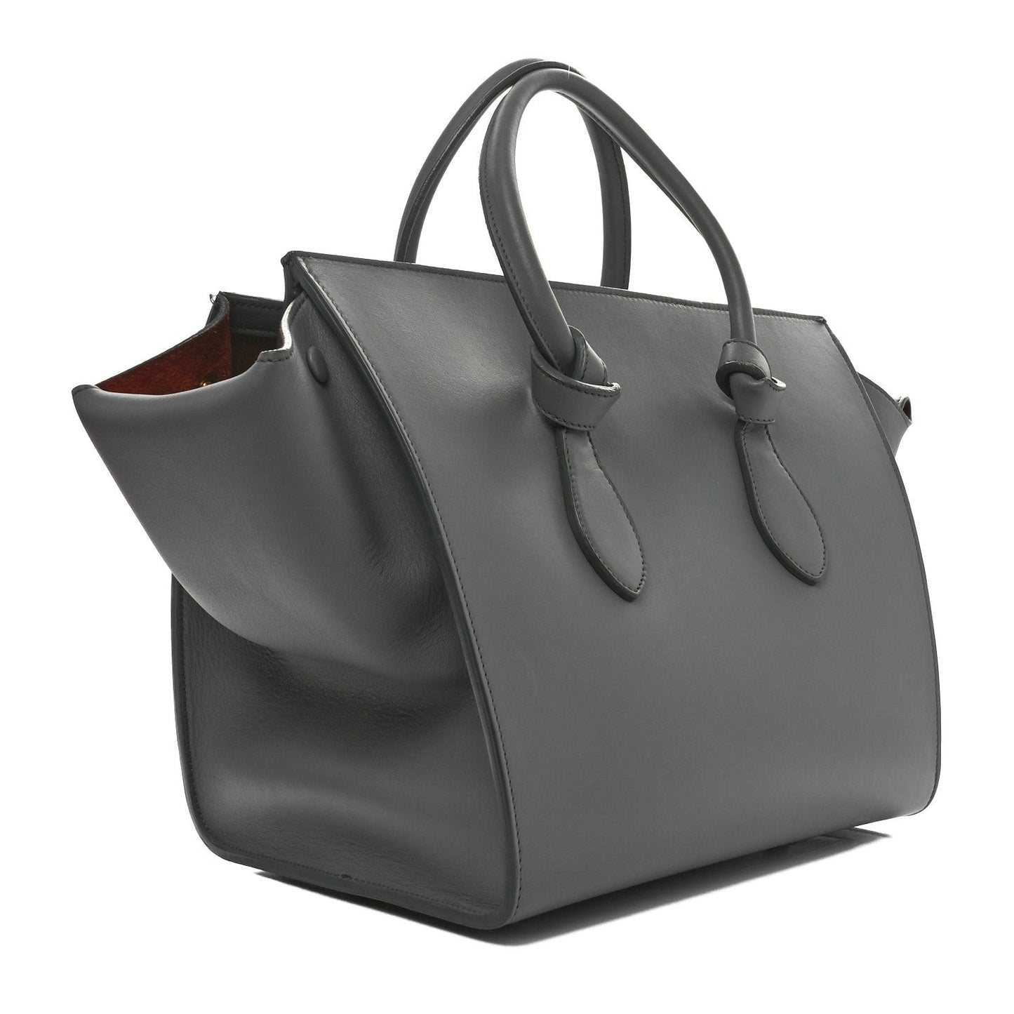Smooth Calfskin Small Tie Knot Tote Crystal Grey