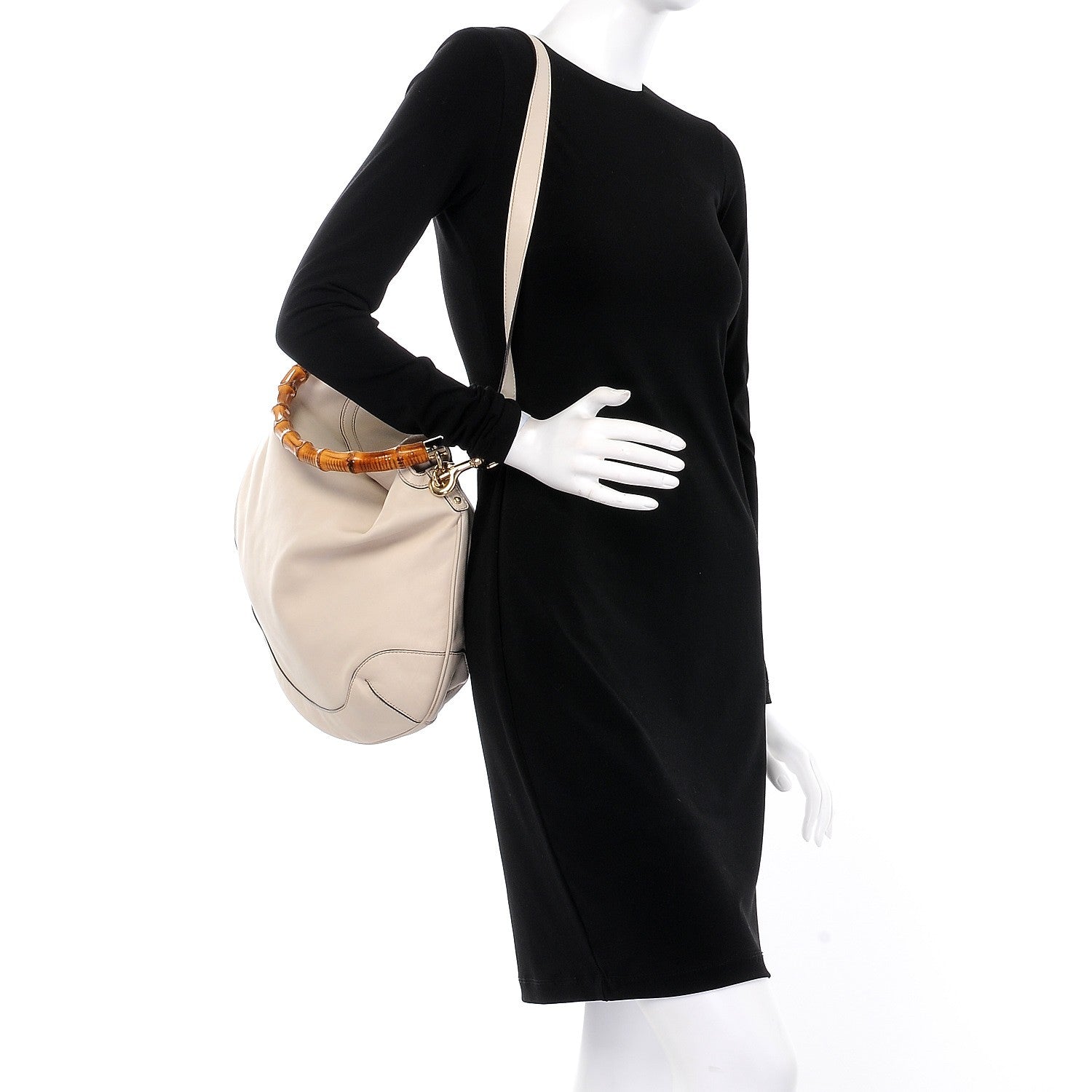 Gucci Calfskin Peggy Bamboo Top Handle Hobo Ivory 2 of 23