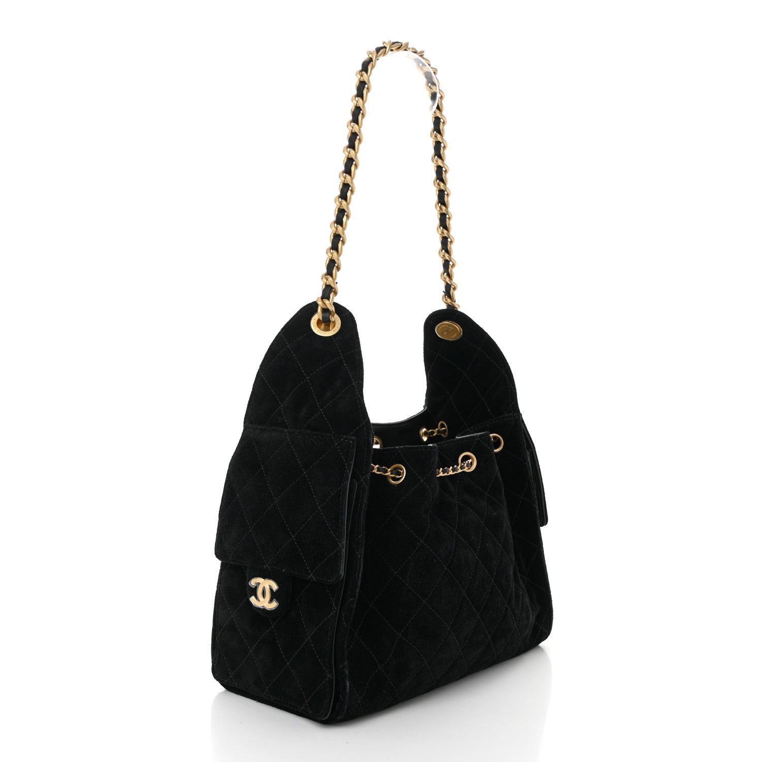 Chanel Suede Quilted Small Chanel 25 Handbag Black 3 of 10