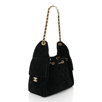 Chanel Suede Quilted Small Chanel 25 Handbag Black 3 of 10